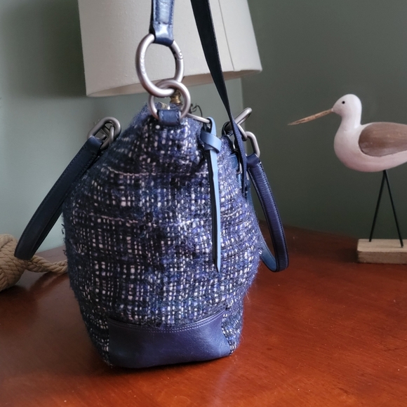 Coach Chelsea Blue Bouclé Satchel W/ Blue Leather #17813 - Picture 7 of 16